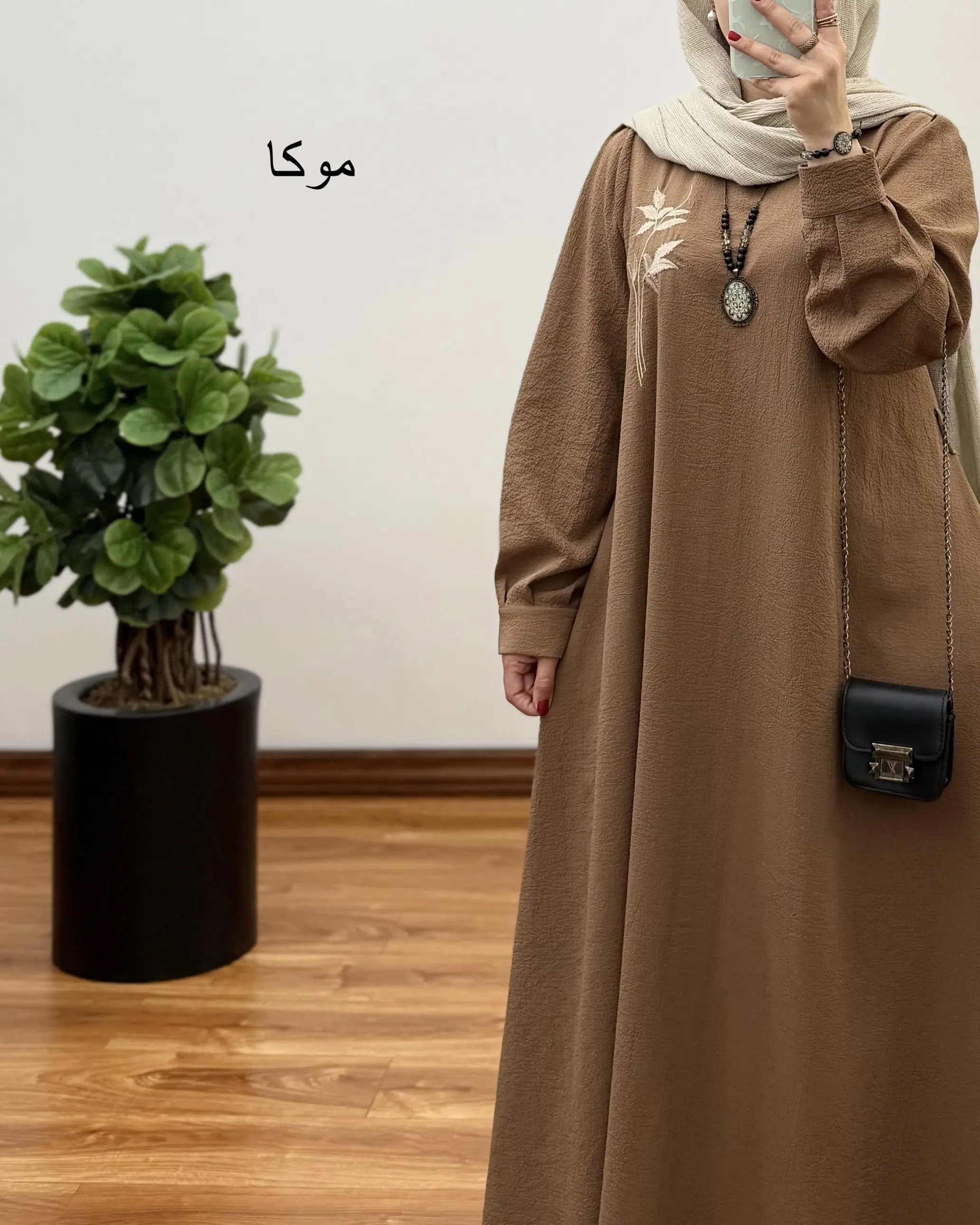 پیراهن مانتویی کلوش پفکی مدل برگ